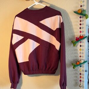 EUC Reebok Women's Burgundy Vector Tricot Track sweatshirt, cropped size small